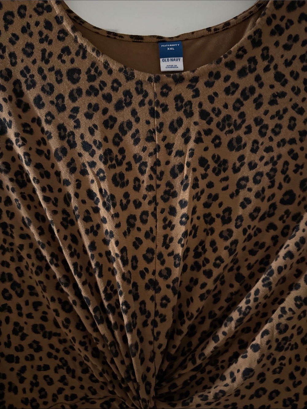 Old Navy Leopard Print Brown & Black Twist-Front Chemise Maternity dress 2X